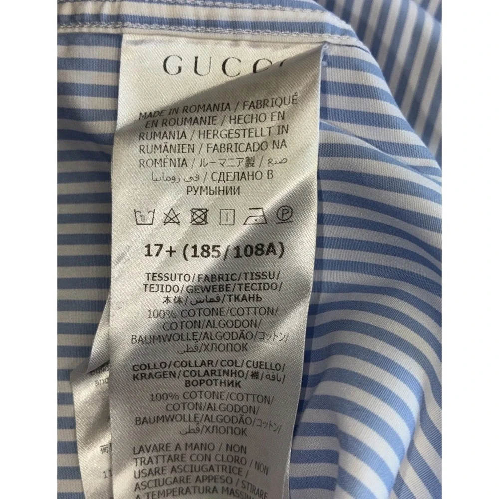 Gucci Shirt Men's 17.5 Blue Striped And Vest 3XL Navy Wool Uniform Slim Fit